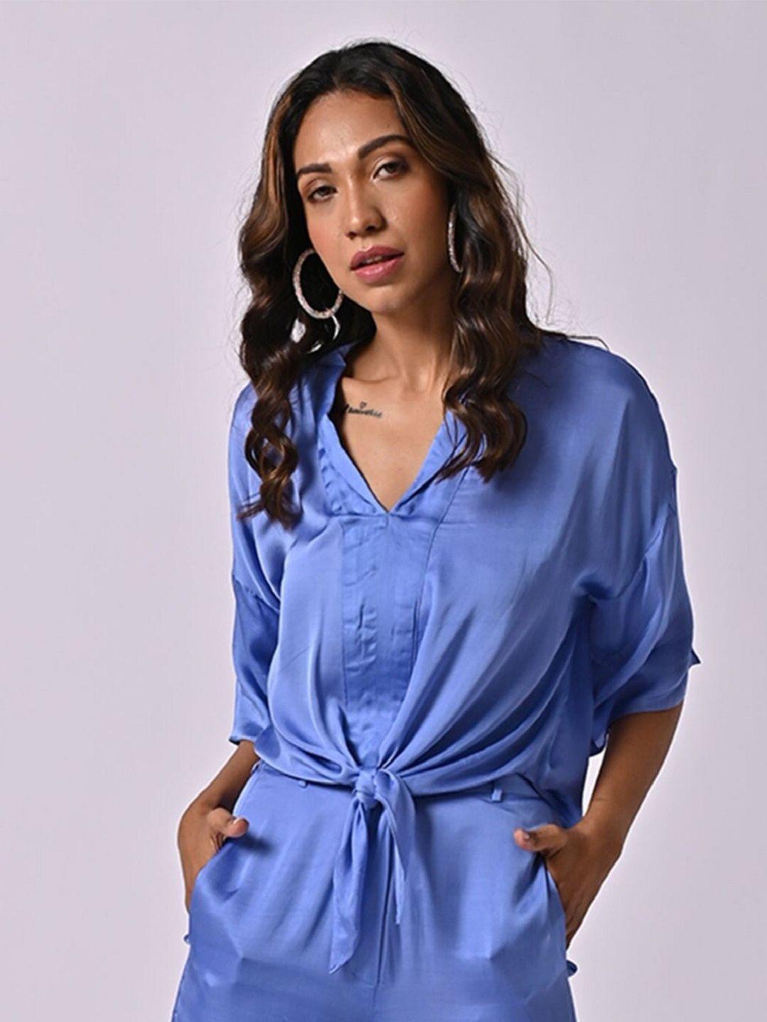 missy v-neck tie-ups satin top