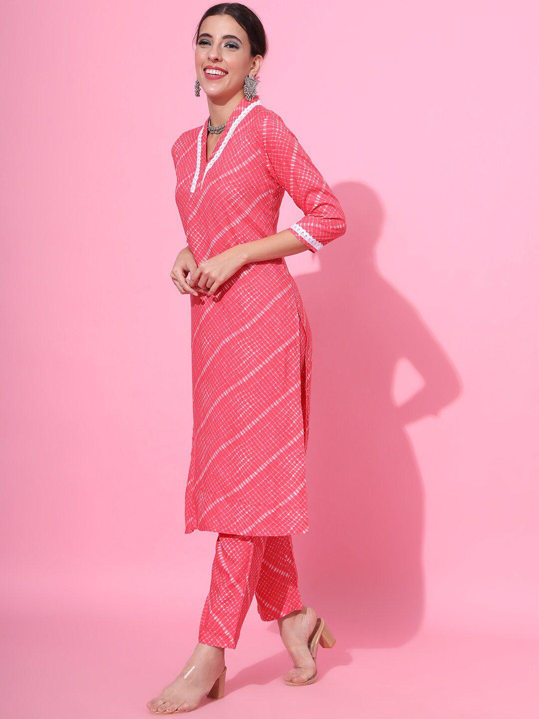 jaipur prime leheriya printed regular kurta with trousers