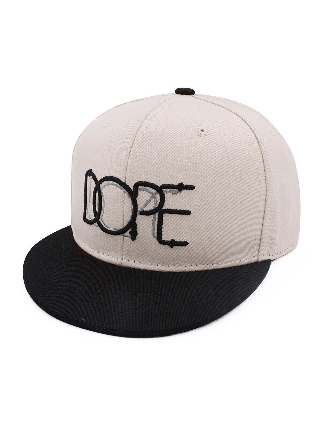 jenna men beige & black embroidered snapback cap