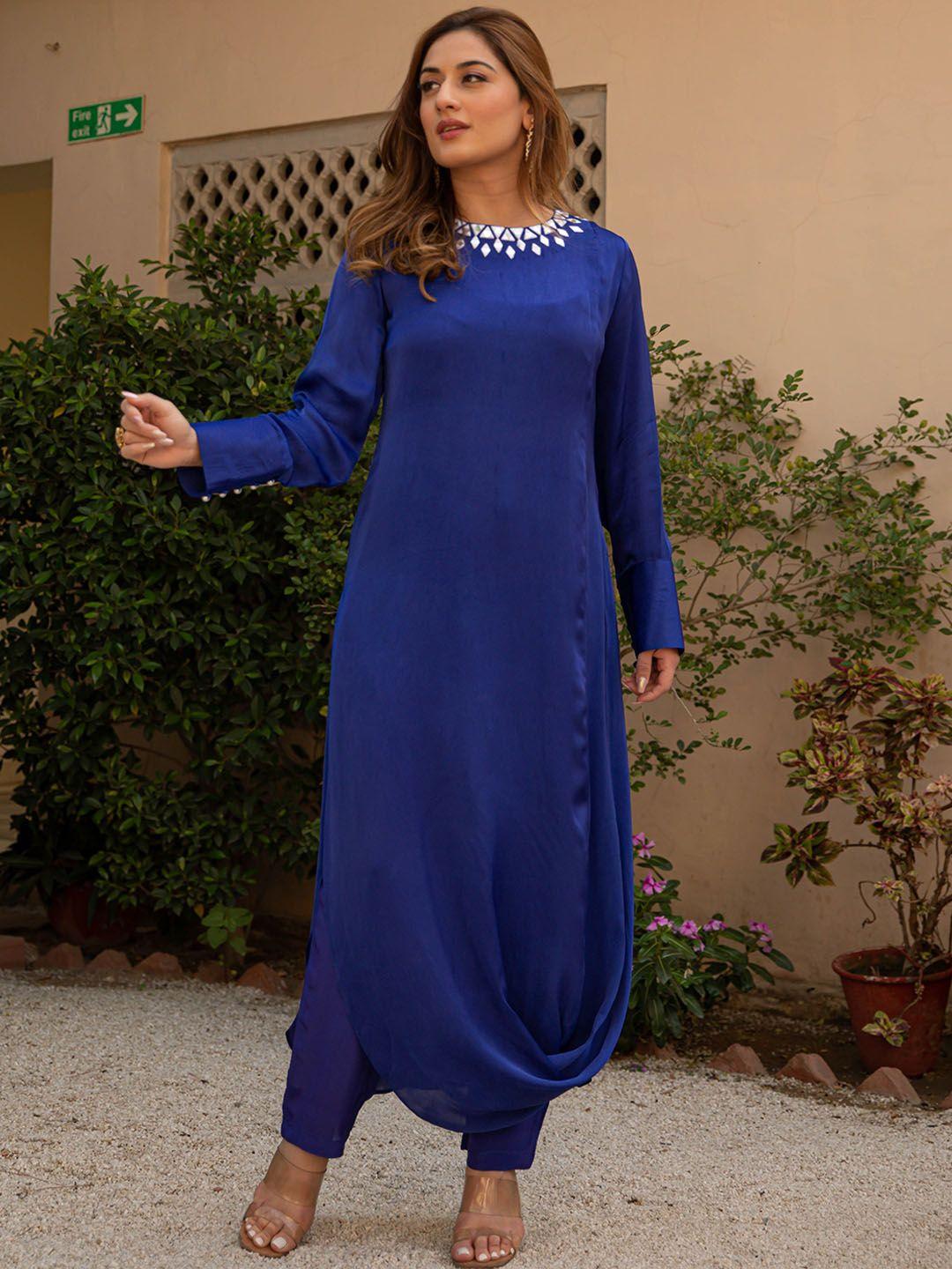 bunaai mirror work kurta with trousers