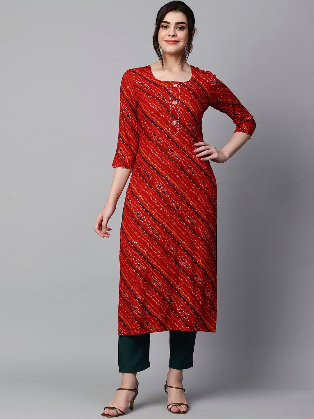 kalini ethnic motifs printed gotta patti straight kurta with trousers