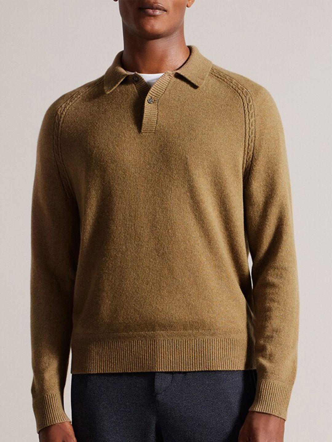 ted baker shirt collar long sleeves woollen pullover sweaters