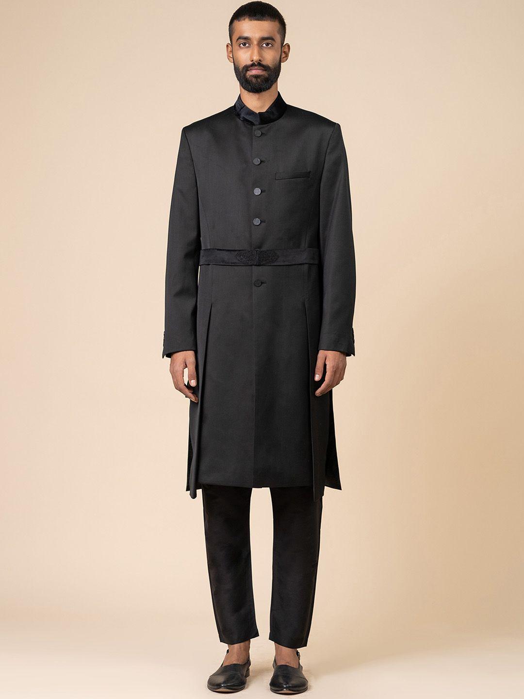 tasva men indo western sherwani with belt detail