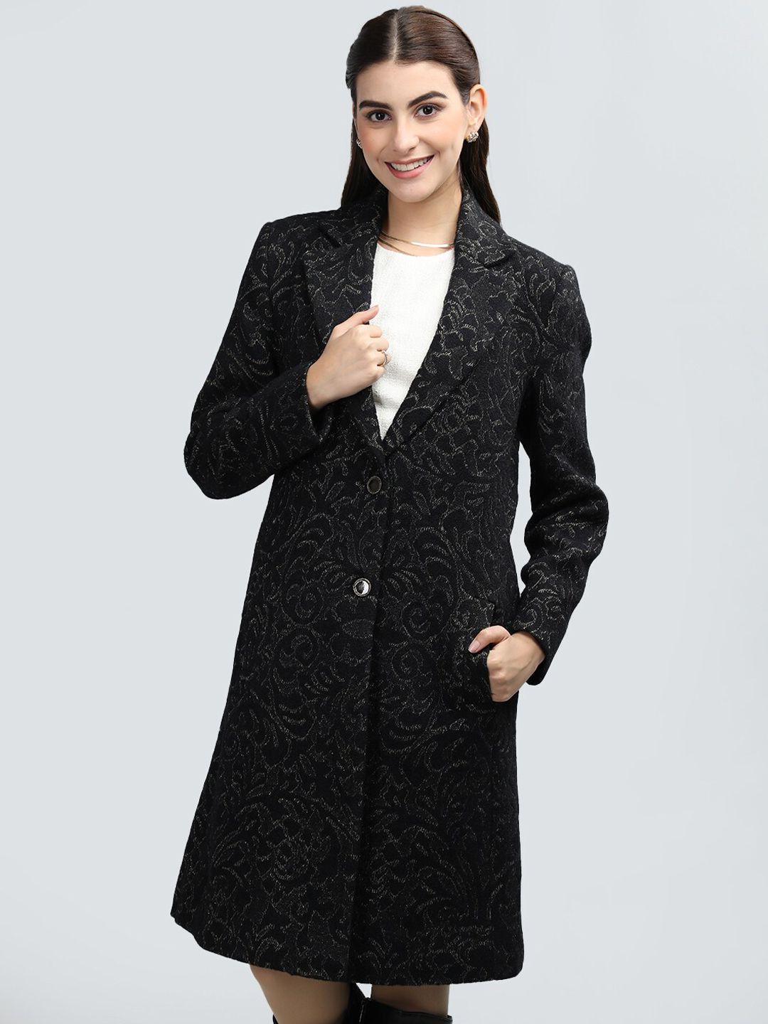 rage single-breasted printed notched lapel collar overcoat