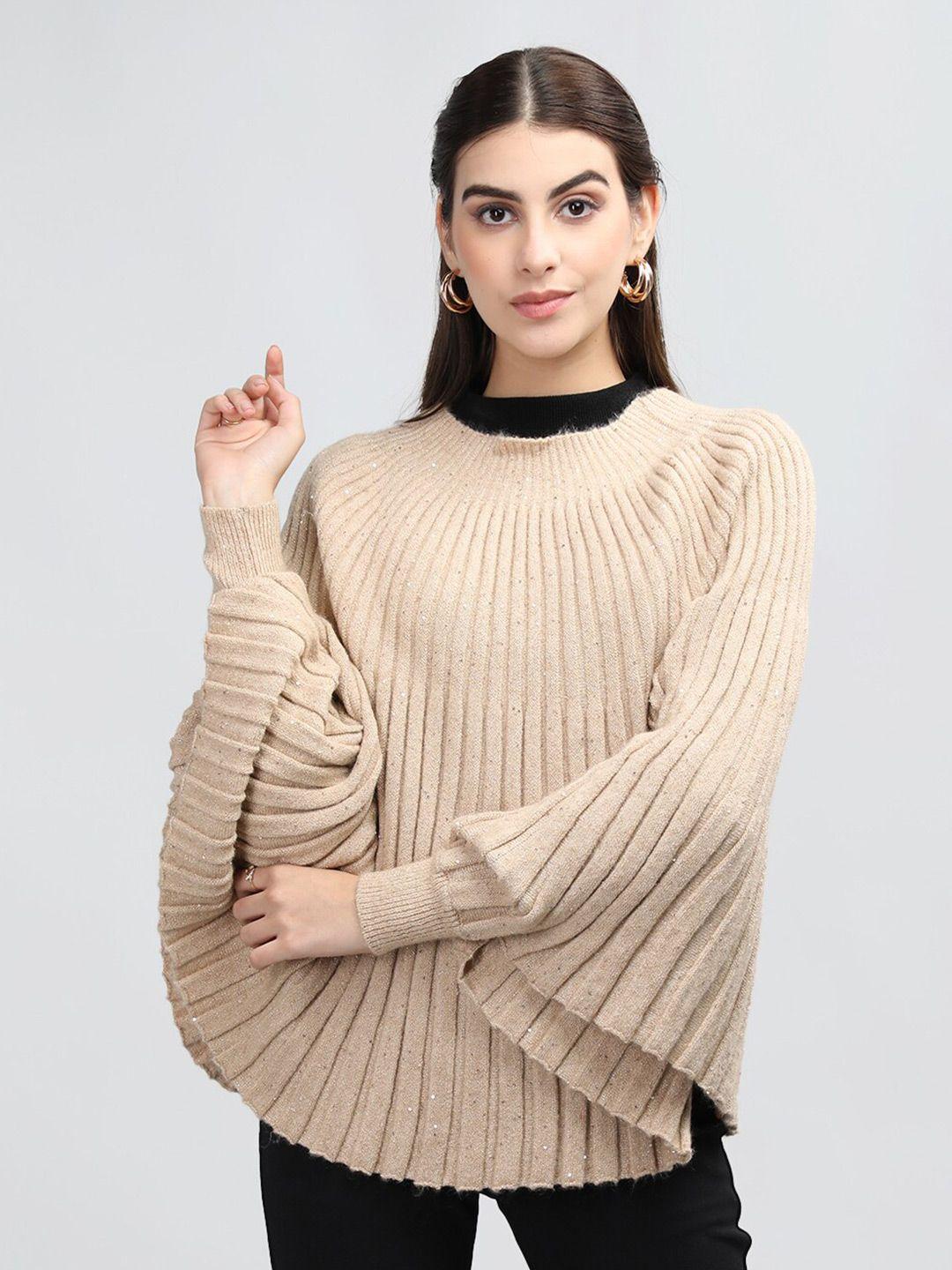 rage round neck ribbed acrylic poncho