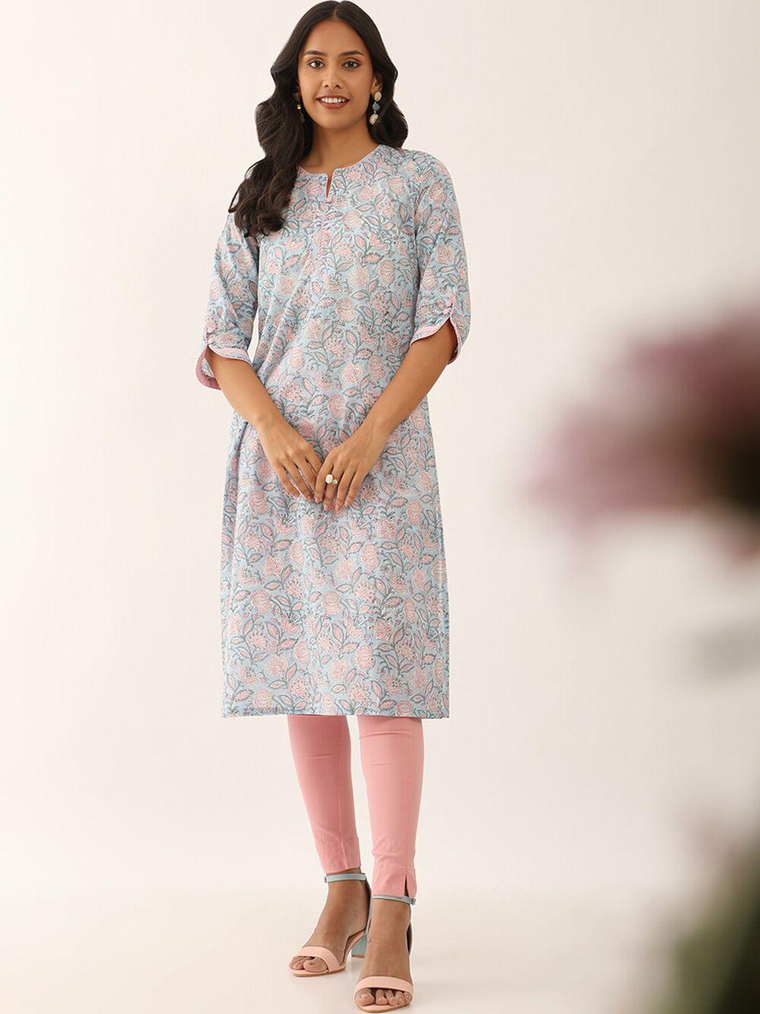 taneira floral printed pure cotton a line kurta