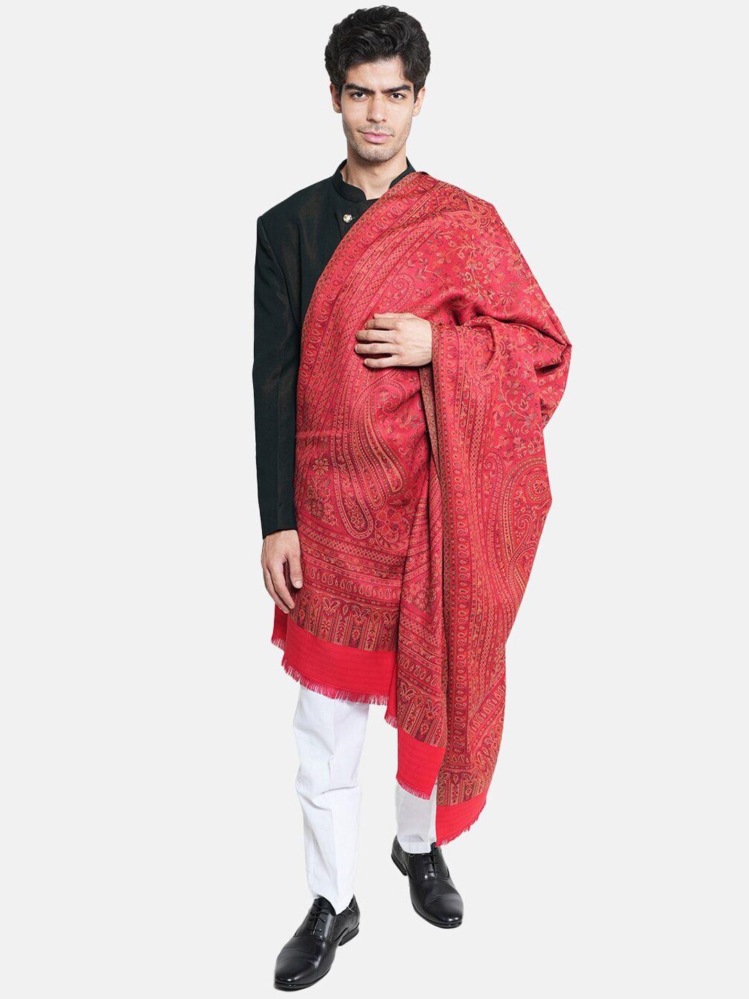 muffly men woven-design woolen reversible shawl