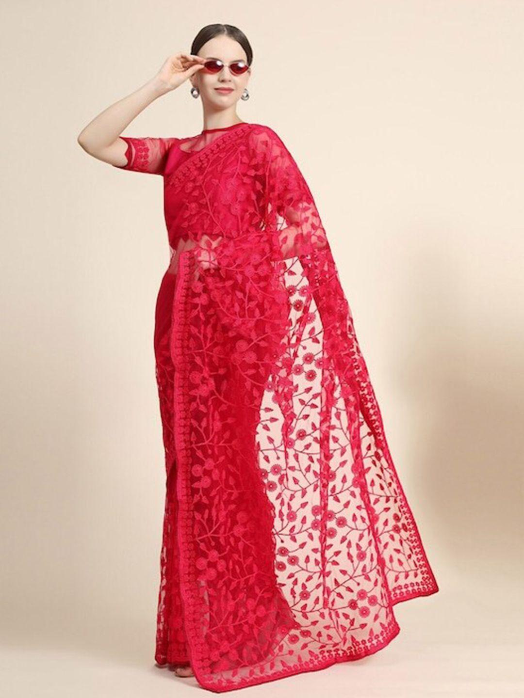 nimayaa floral embroidered net saree