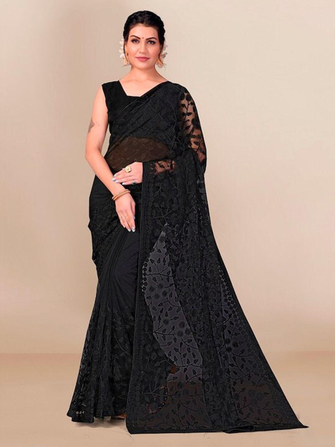 nimayaa floral embroidered net saree