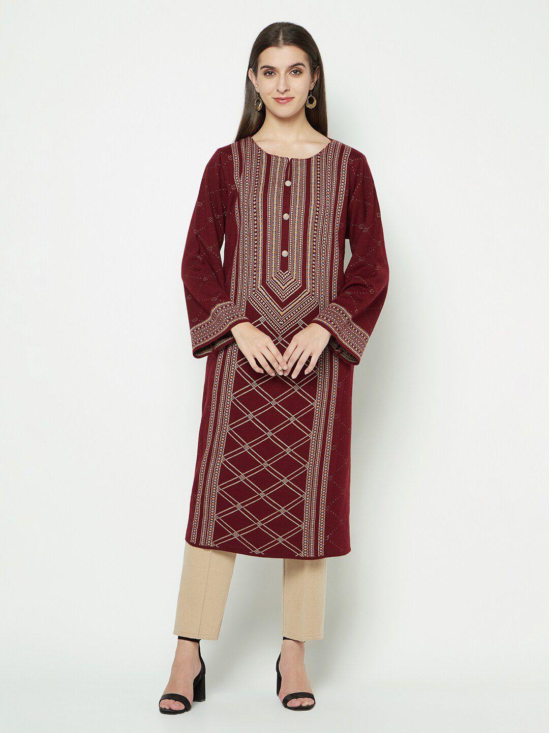 knitstudio ethnic motifs printed acrylic straight kurta