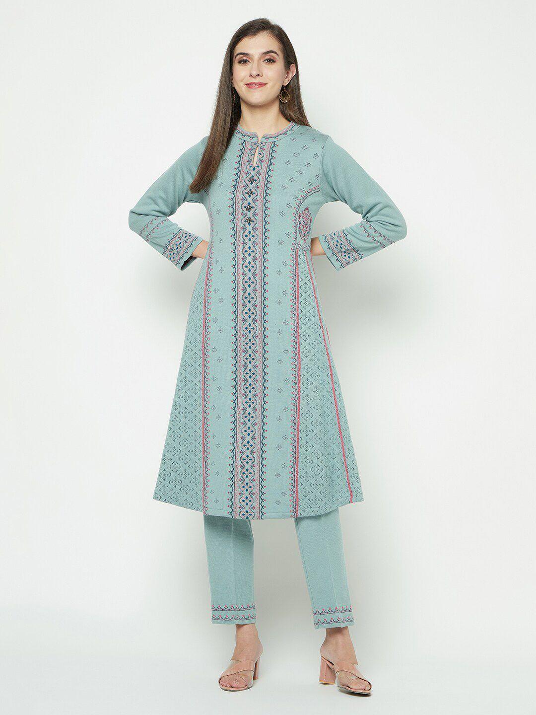 knitstudio ethnic motifs woven design acrylic kurta