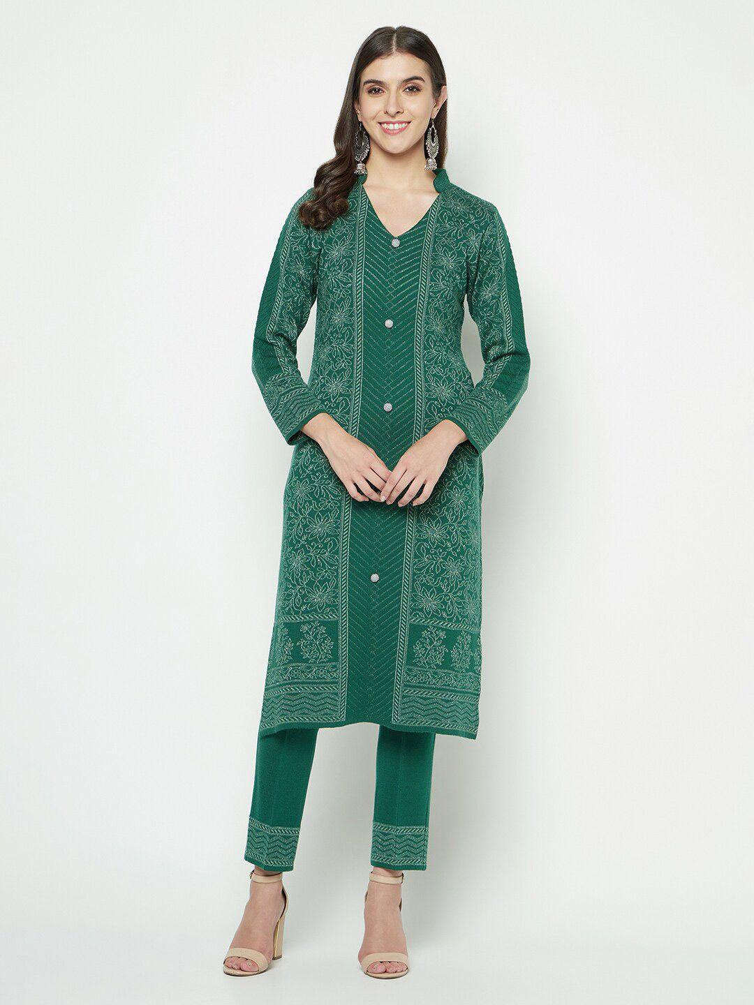 knitstudio ethnic motifs woven design acrylic kurta