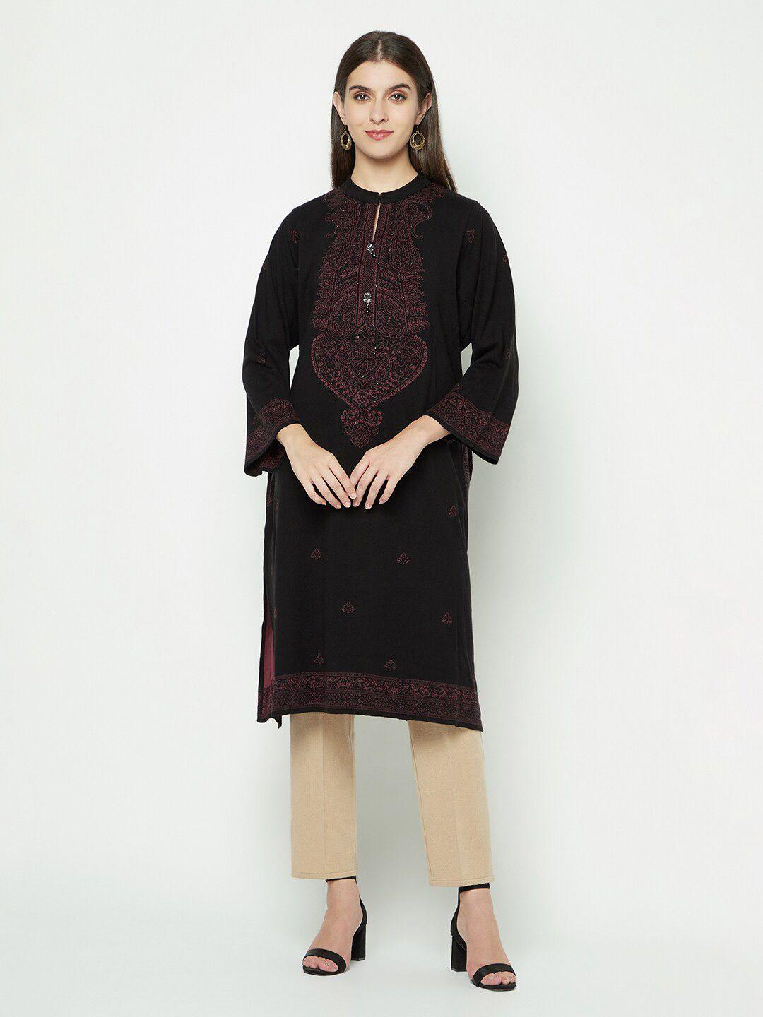 knitstudio ethnic motifs woven design acrylic kurta