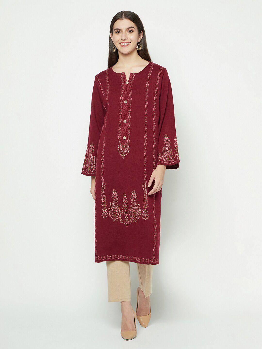 knitstudio ethnic motifs woven design acrylic kurta