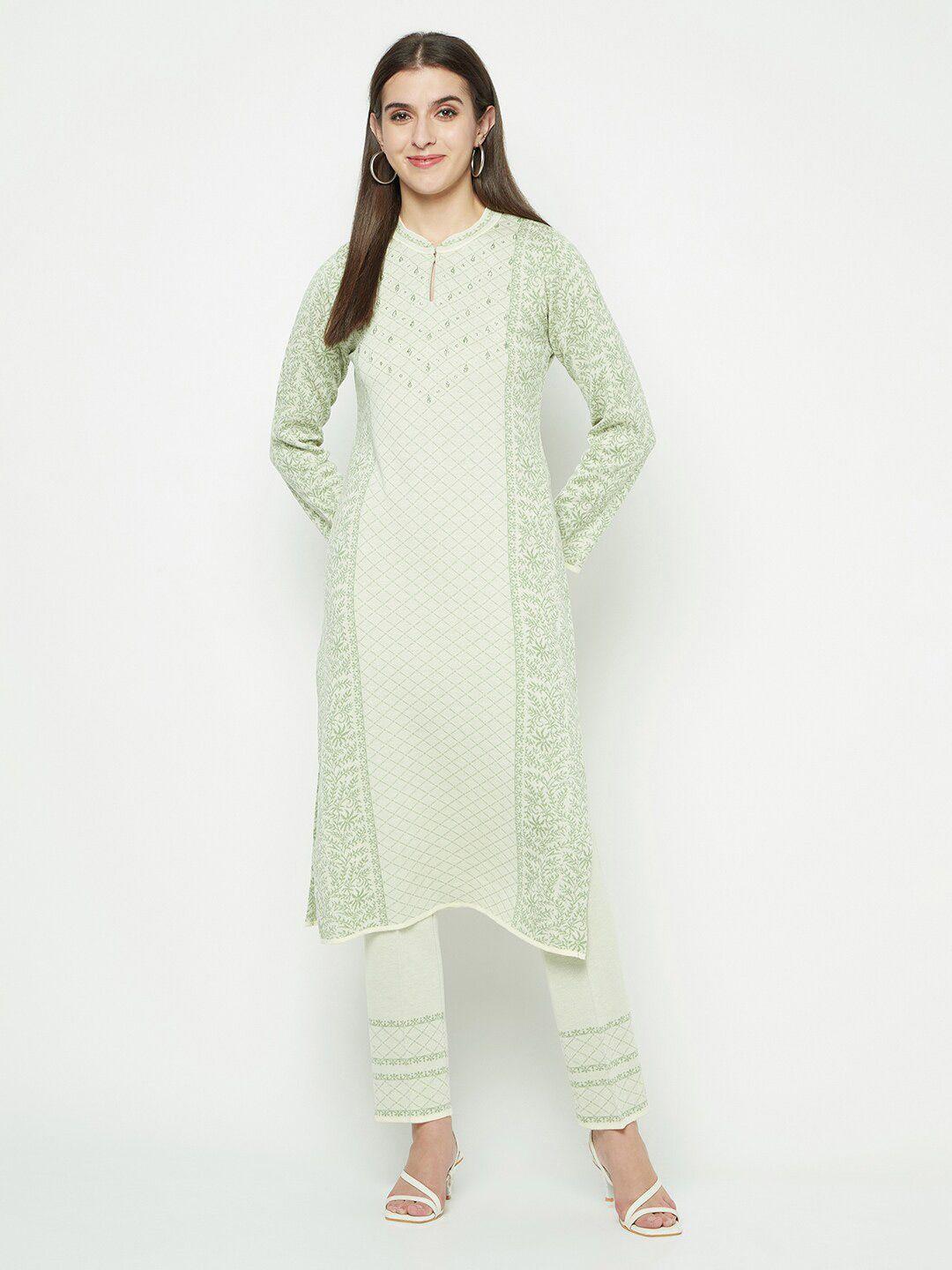 knitstudio ethnic motifs woven design acrylic kurta