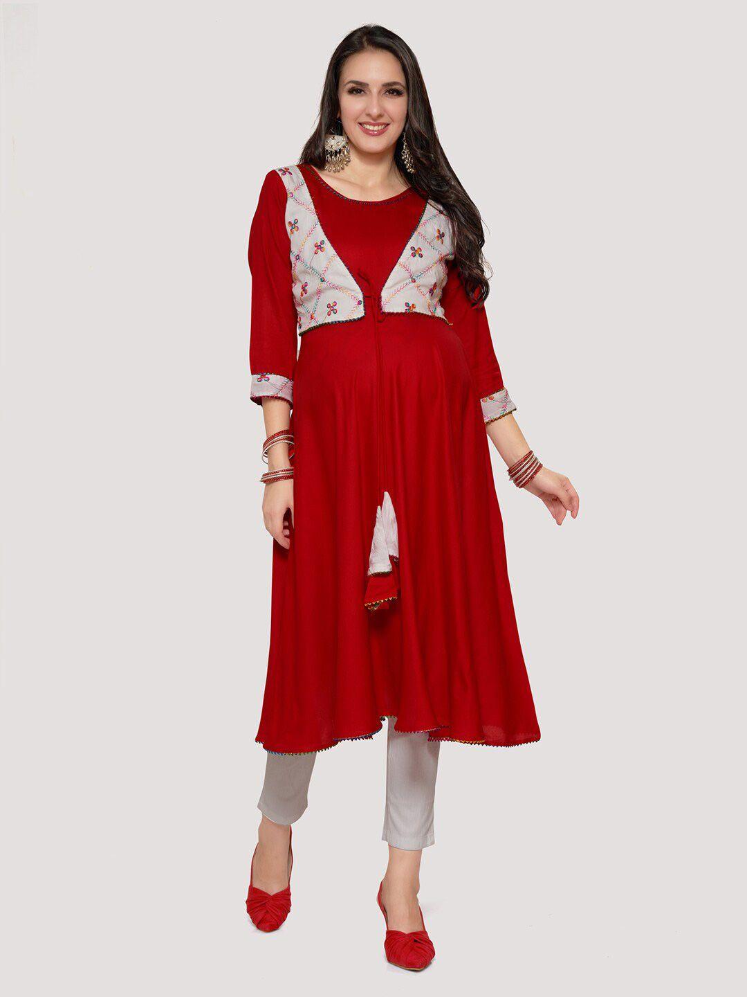 mom for sure by ketki dalal thread work detail maternity a-line kurta