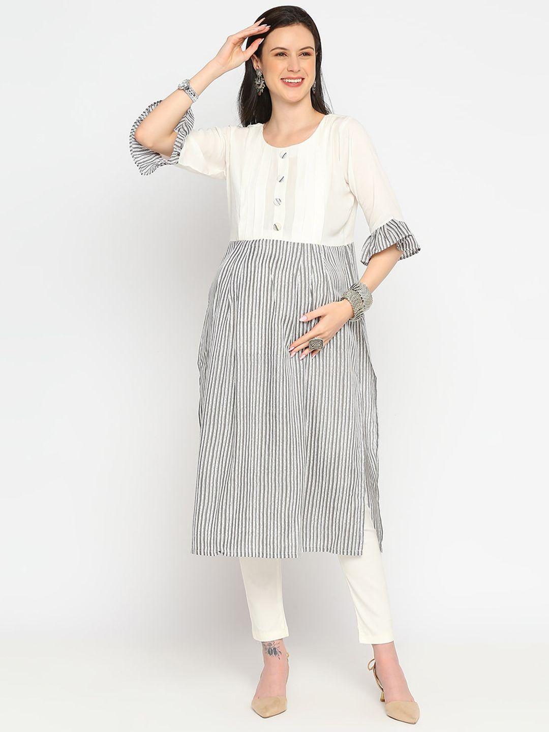 mom for sure by ketki dalal striped pure cotton a-line maternity kurta