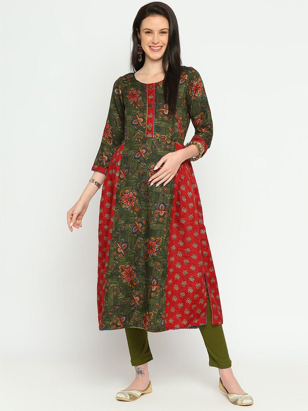 mom for sure by ketki dalal floral printed gotta patti a-line maternity kurta