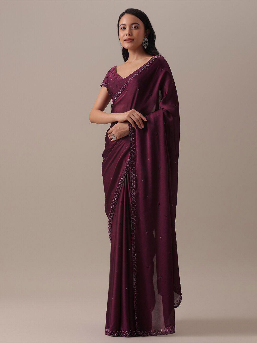 kalki fashion embellished beads and stones satin saree