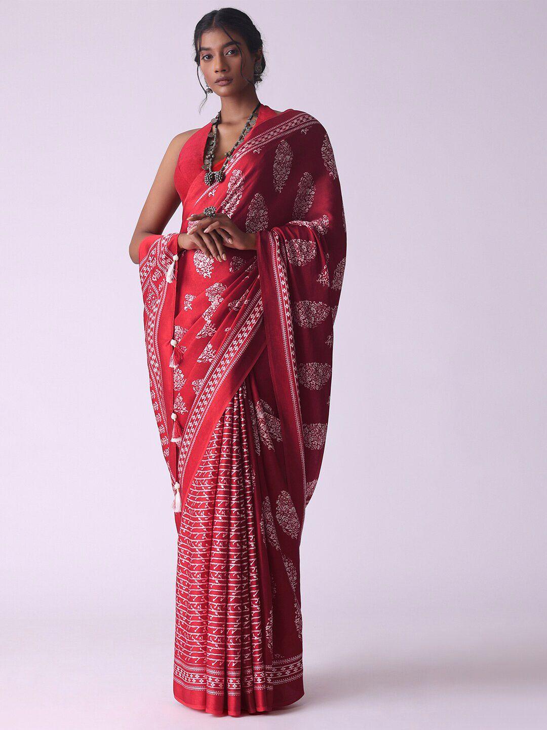 kalki fashion floral satin saree