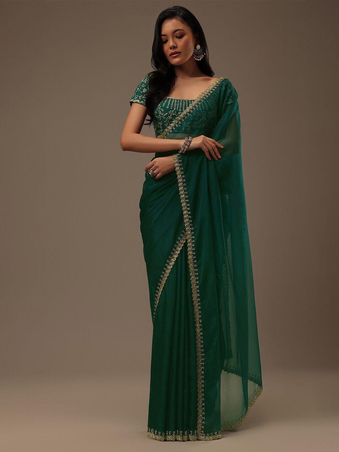 kalki fashion embellished beads & stones organza saree