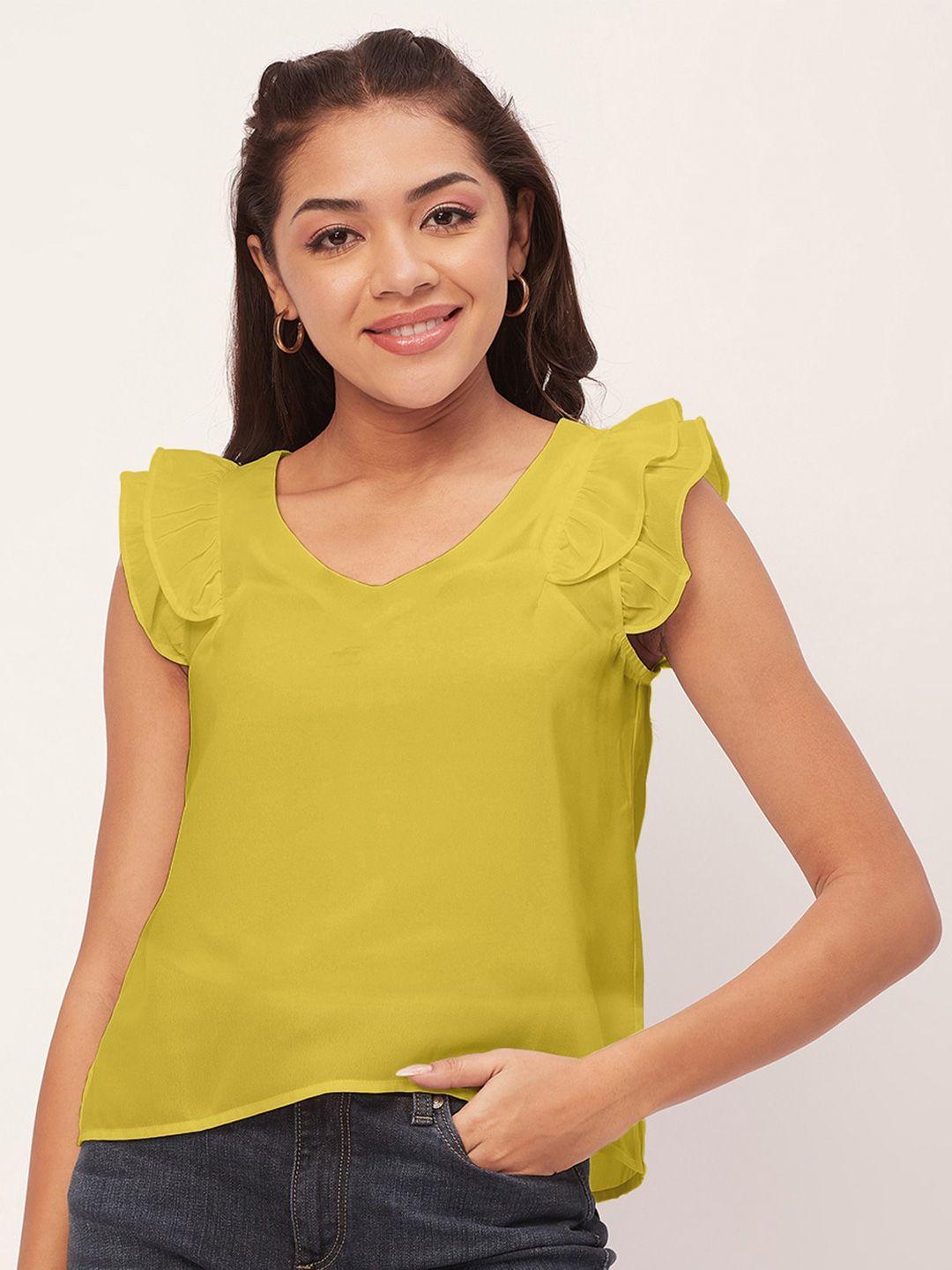 moomaya v-neck flutter sleeves top