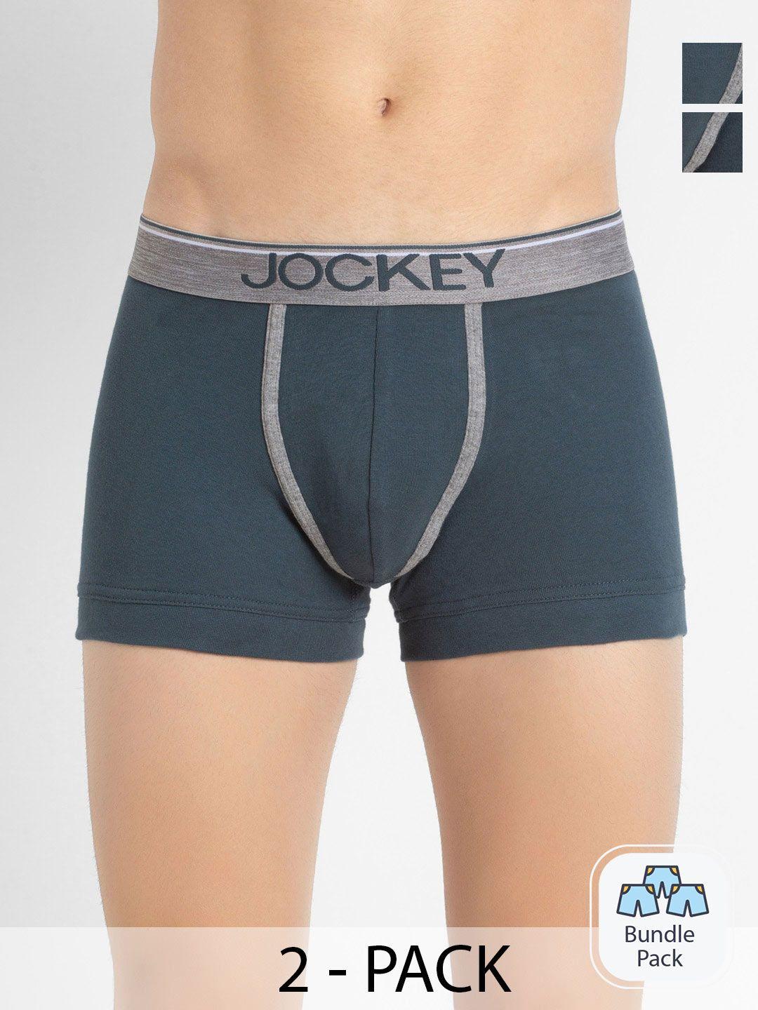 jockey men pack of 2 mid rise pure cotton trunk-15860740