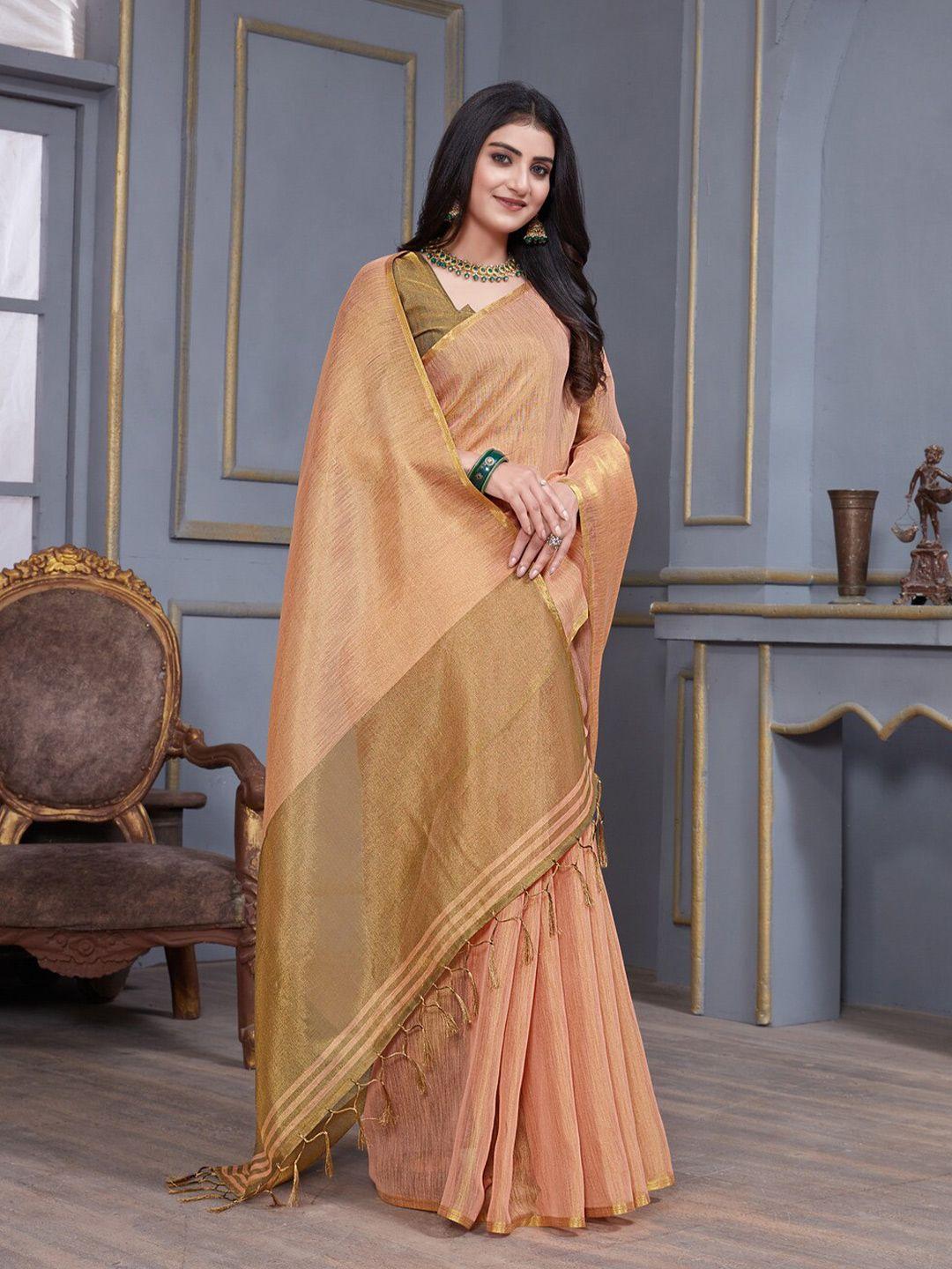 gajarai zari linen blend saree