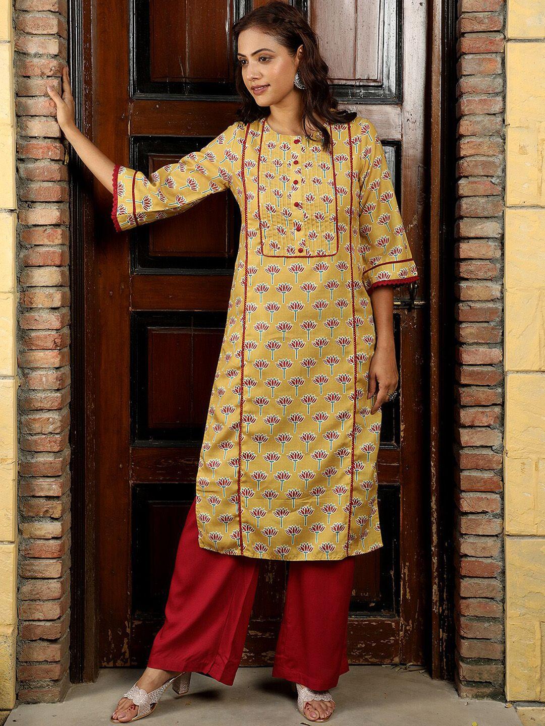 jaipur kurti ethnic motifs printed straight kurta