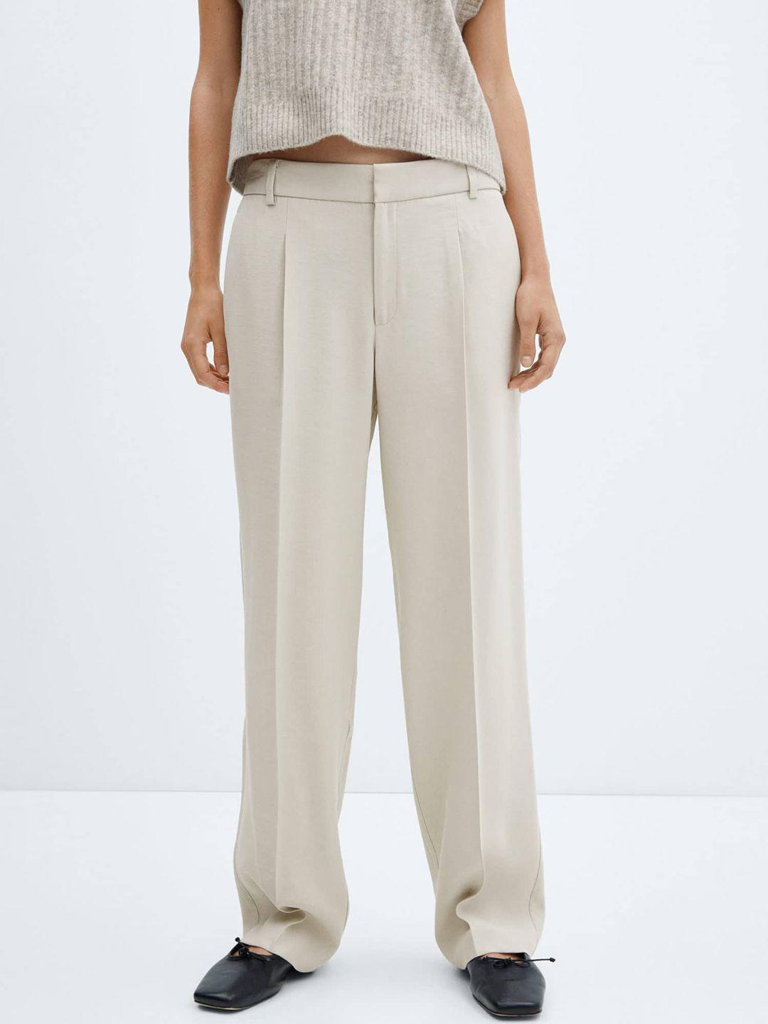 mango women pleated straight trousers