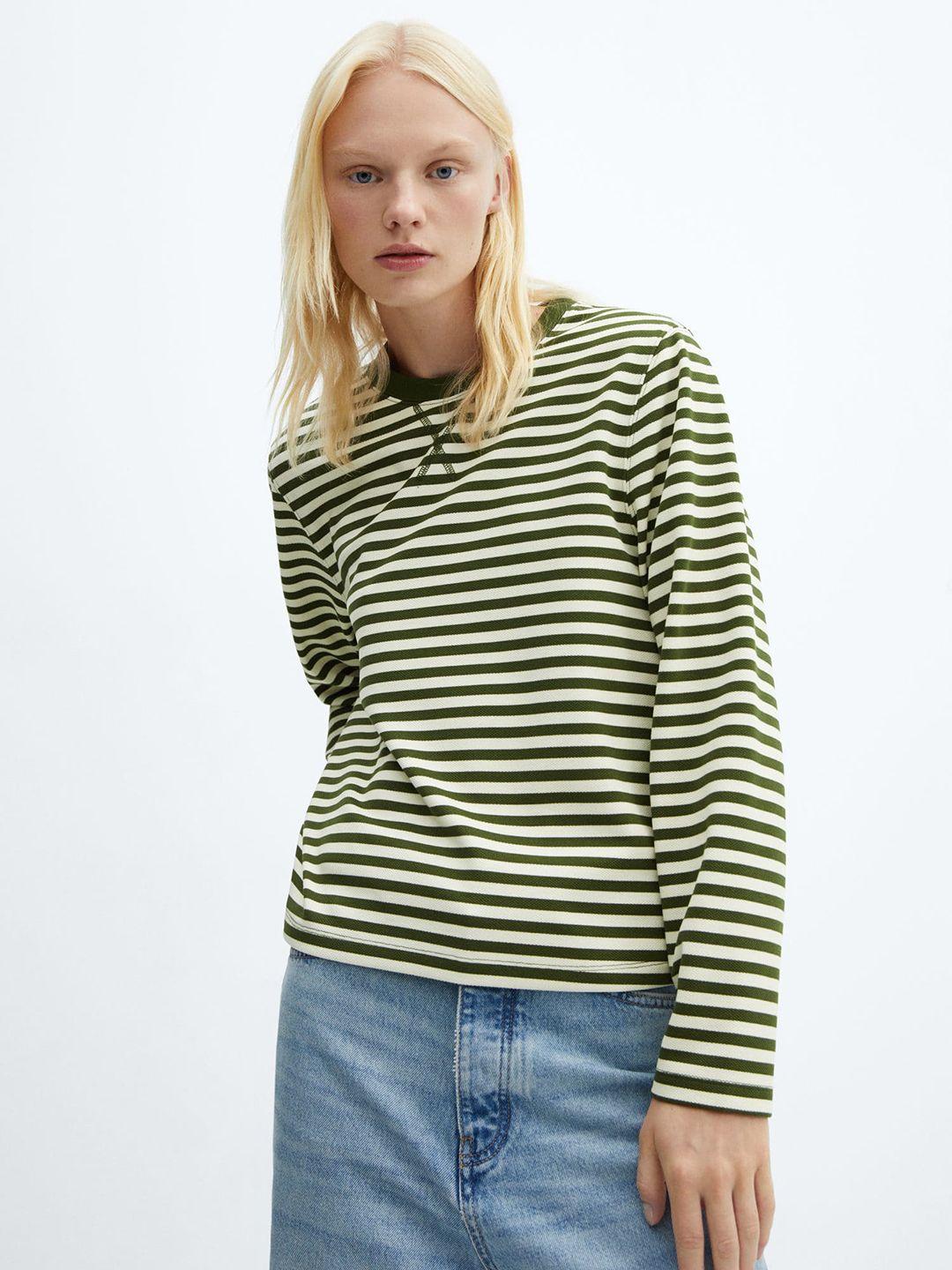 mango round neck striped sweatshirt