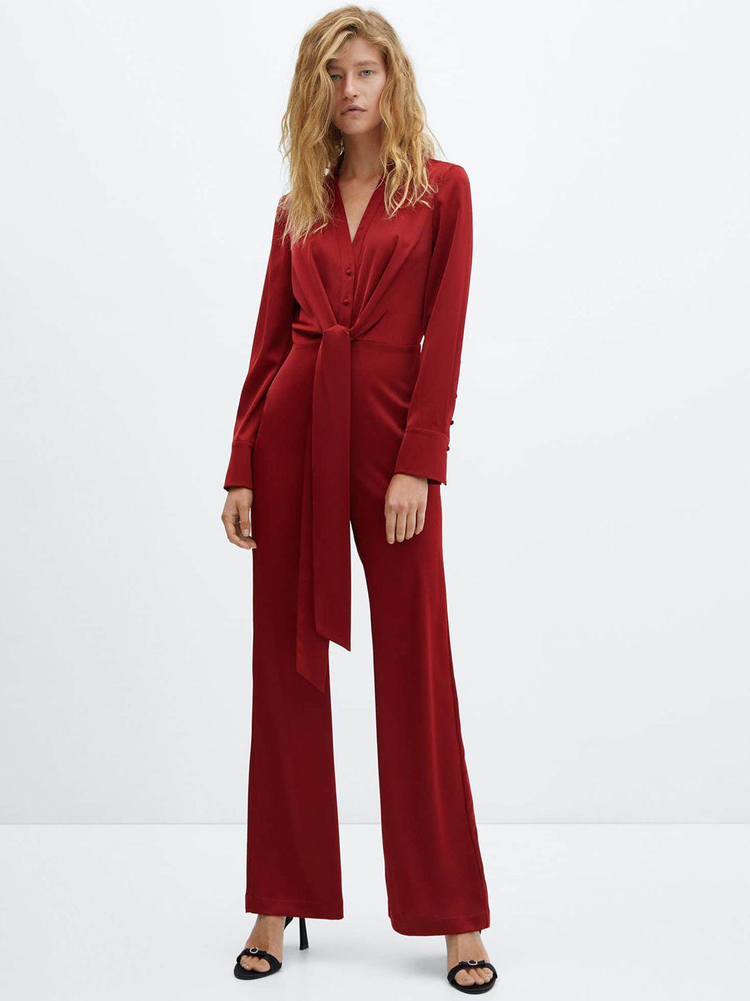 mango satin-finish wrap jumpsuit