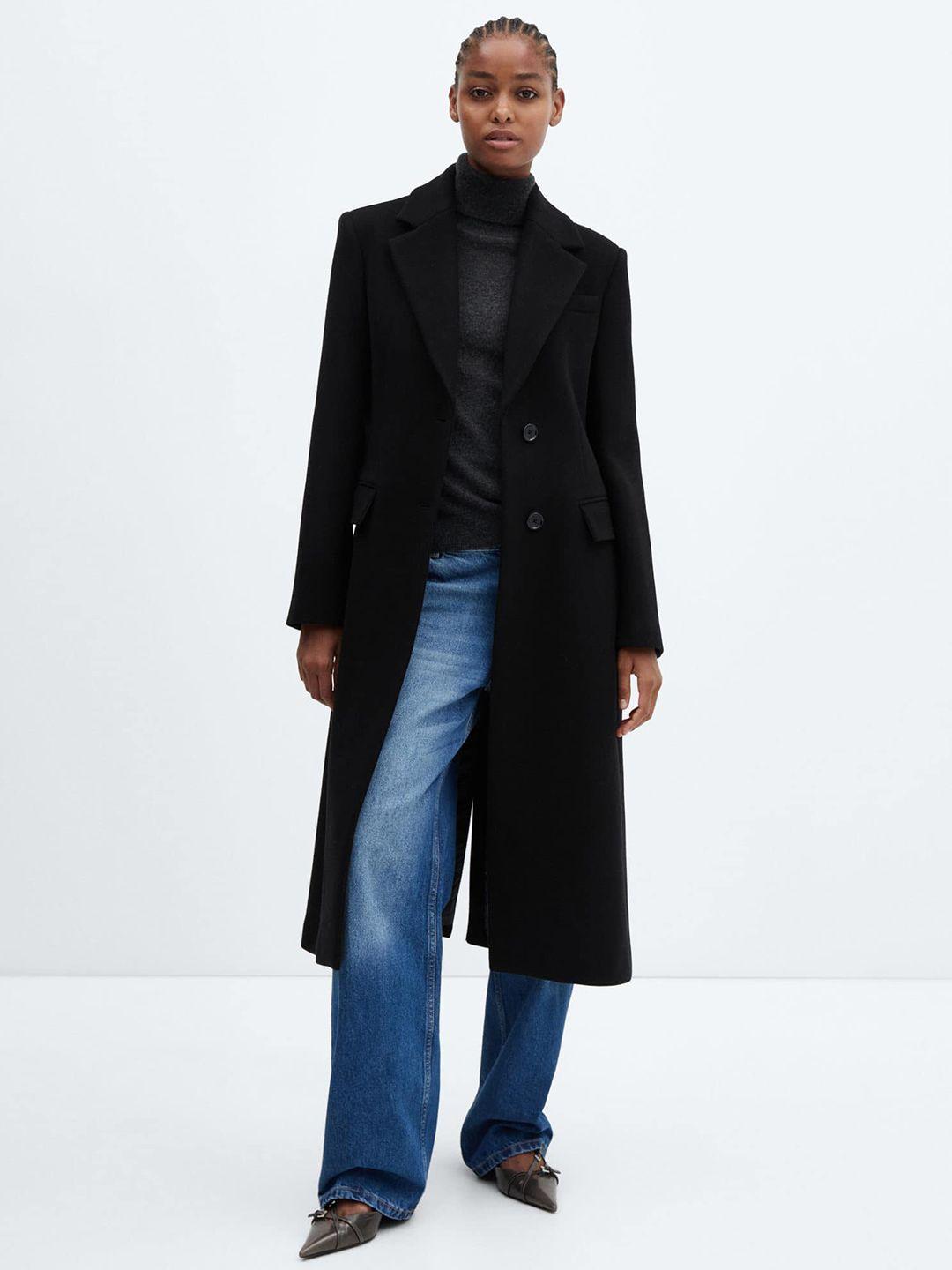 mango notched lapel collar longline overcoat