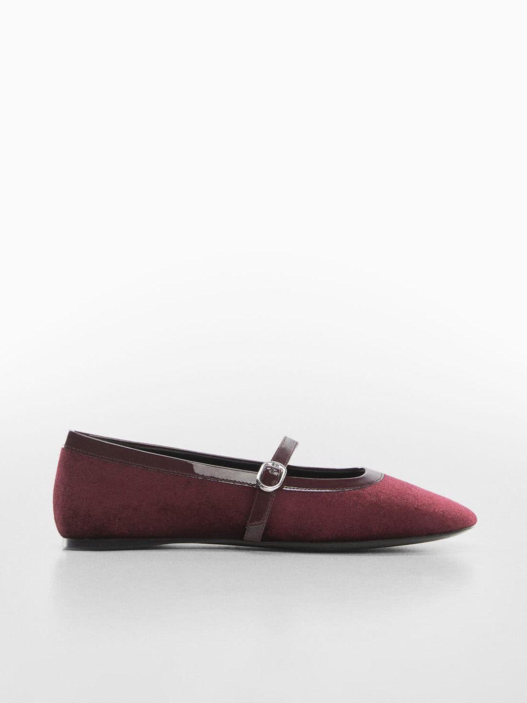 mango women buckle detail mary jane ballerinas with velvet finish