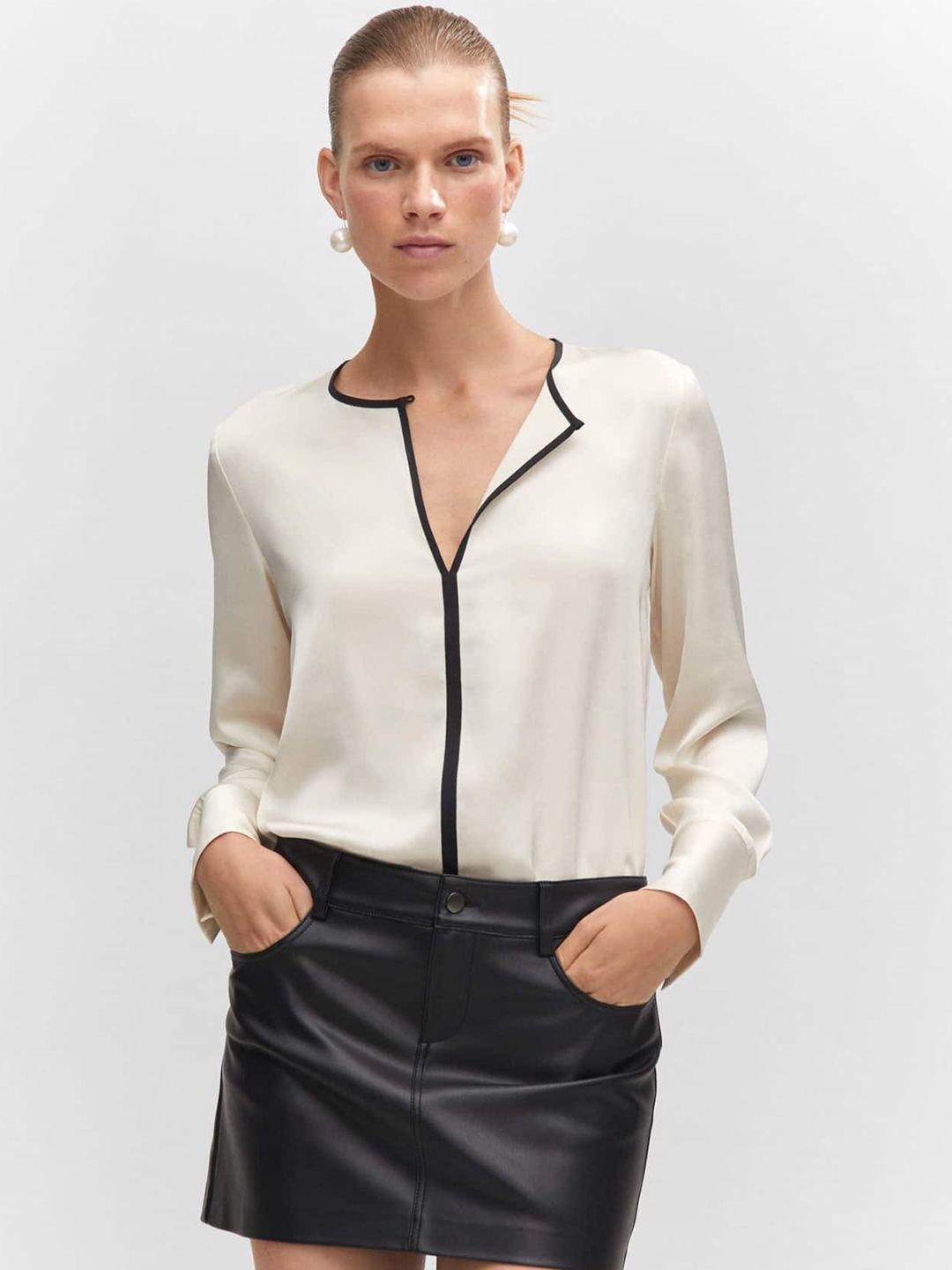 mango contrast trim top