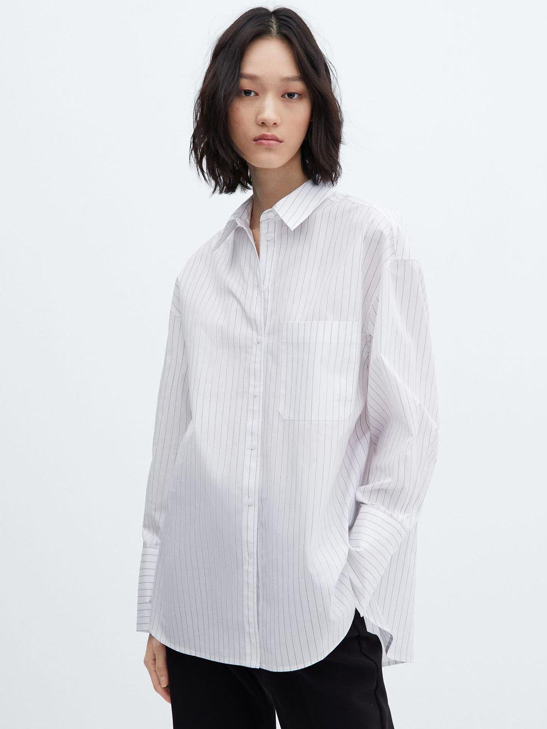 mango pinstriped pure cotton poplin shirt