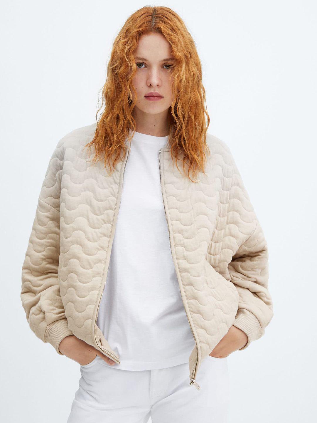 mango geometric embossed oversized bomber jacket