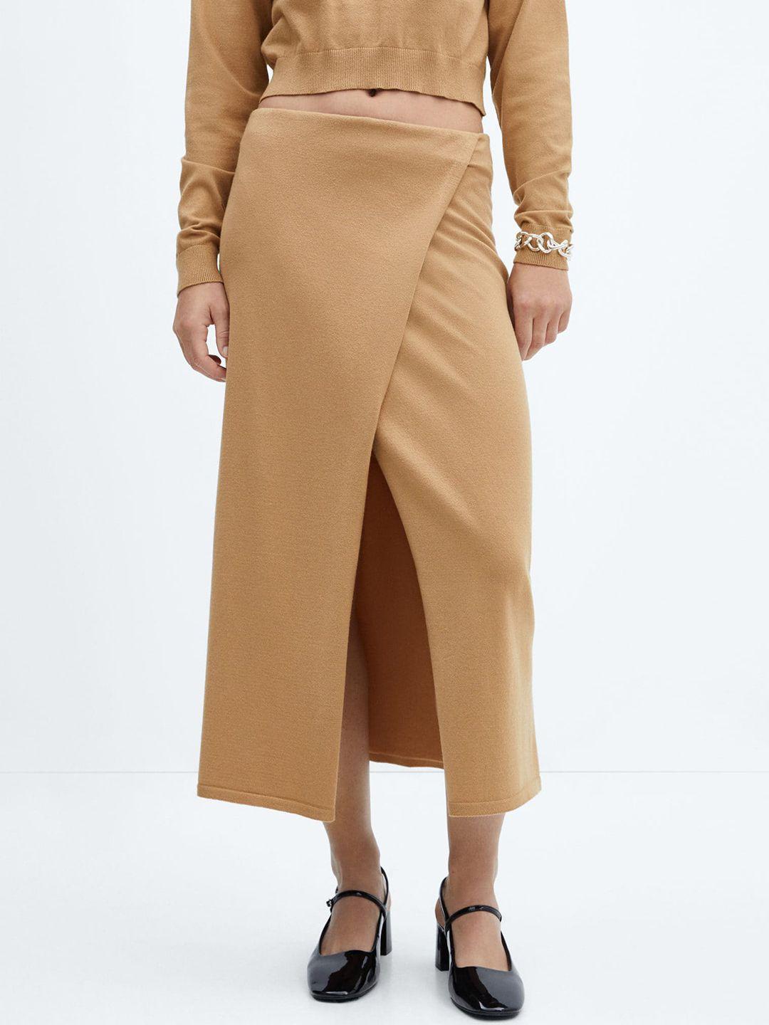 mango knitted wrap midi skirt