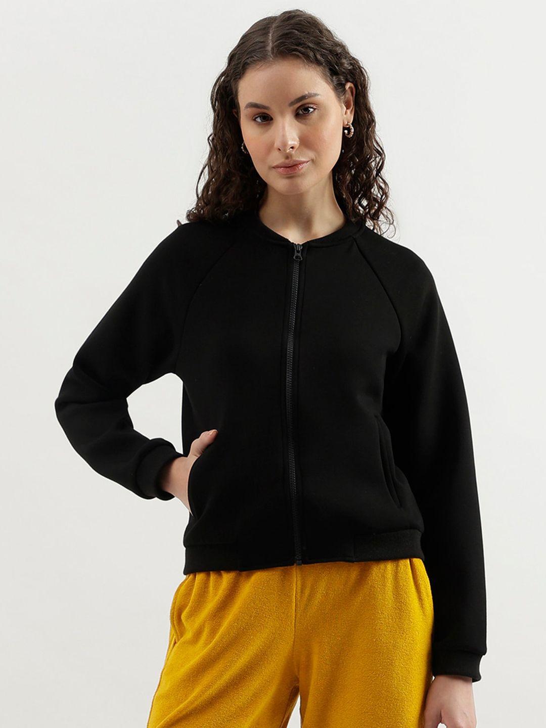 united colors of benetton mock collar front-open sweatshirt