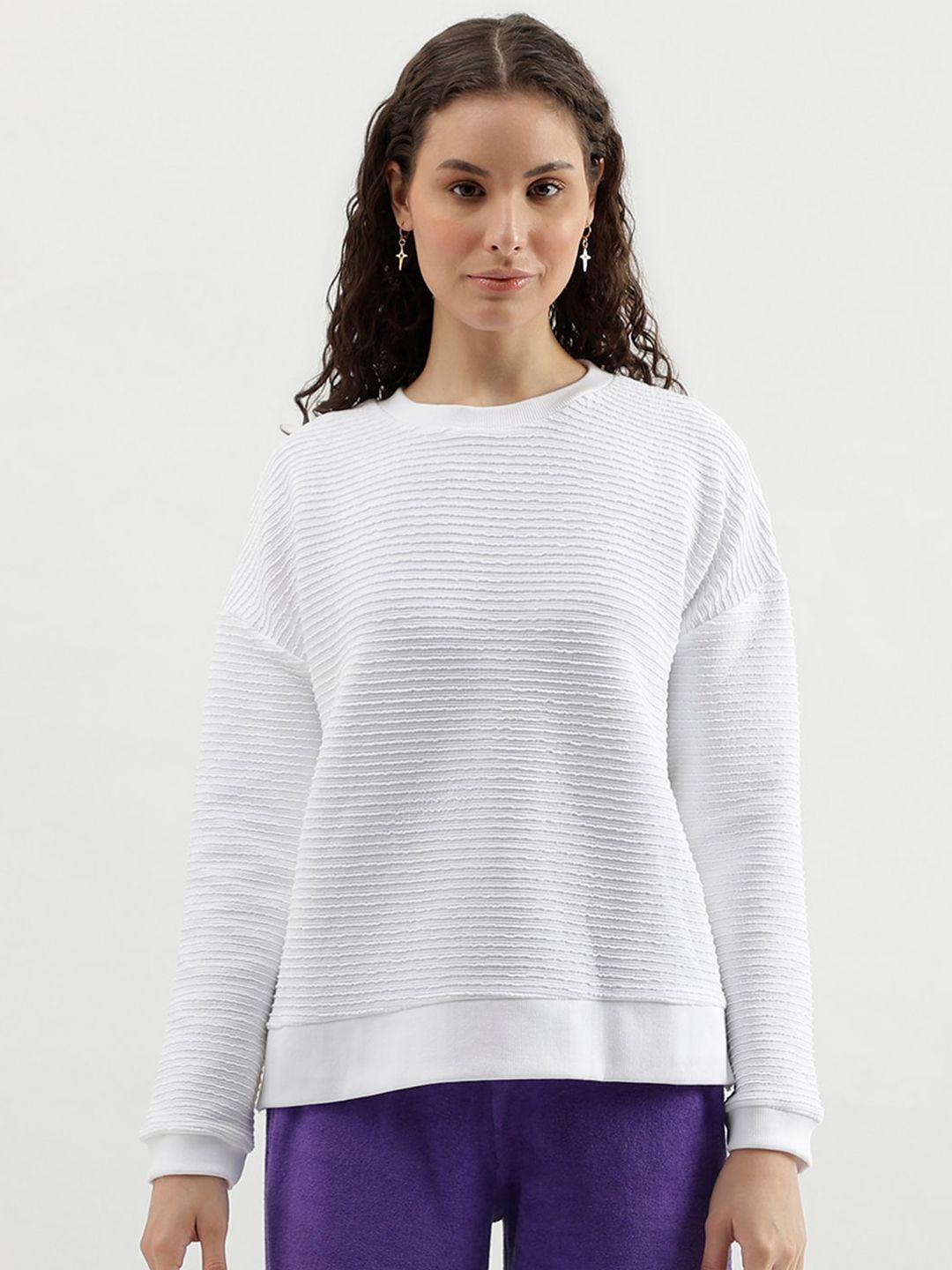 united colors of benetton textured drop-shoulder pullover sweatshirt