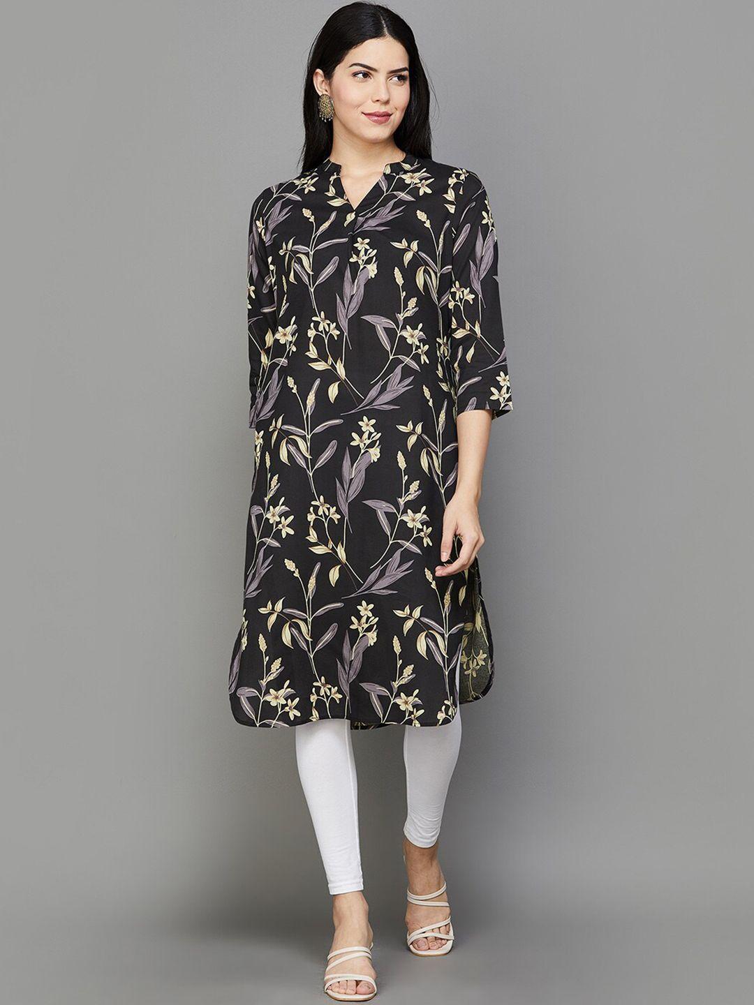 melange by lifestyle floral printed straight kurta