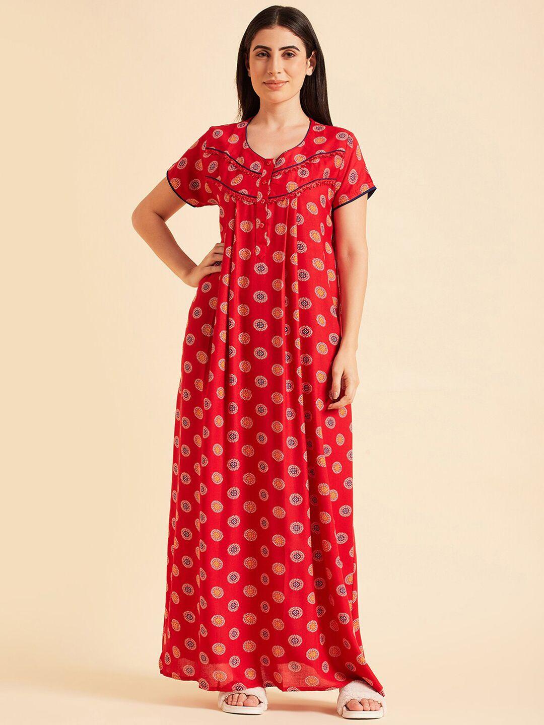 sweet dreams ethnic motifs printed pure cotton maxi everyday nightdress