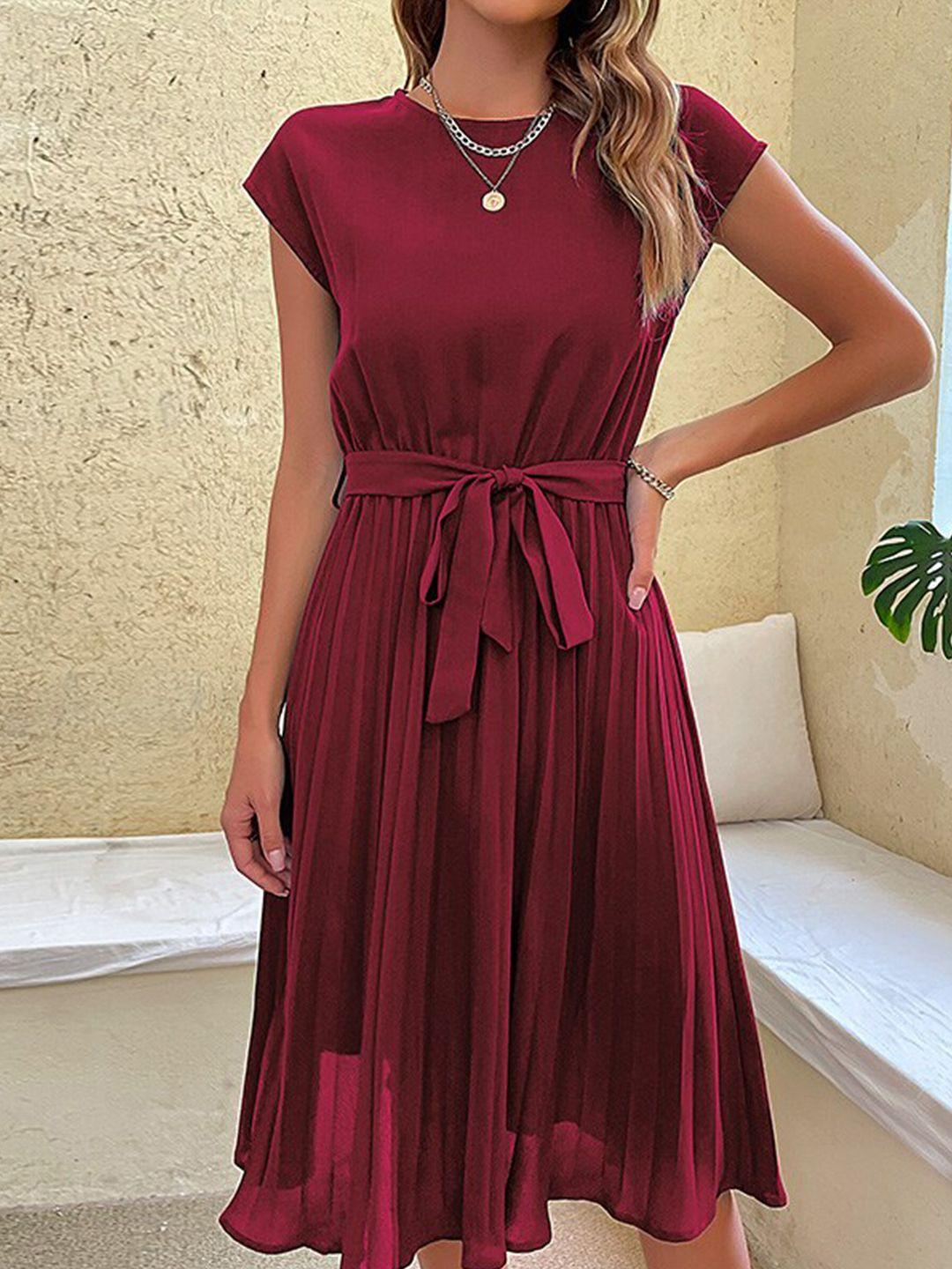 stylecast red round neck short sleeves a-line dress