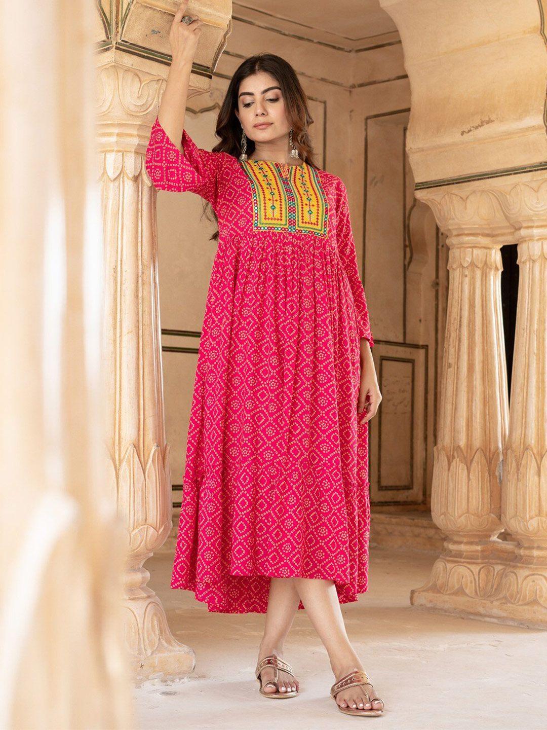 yufta ethnic motifs printed sequinned a line midi ethnic dress