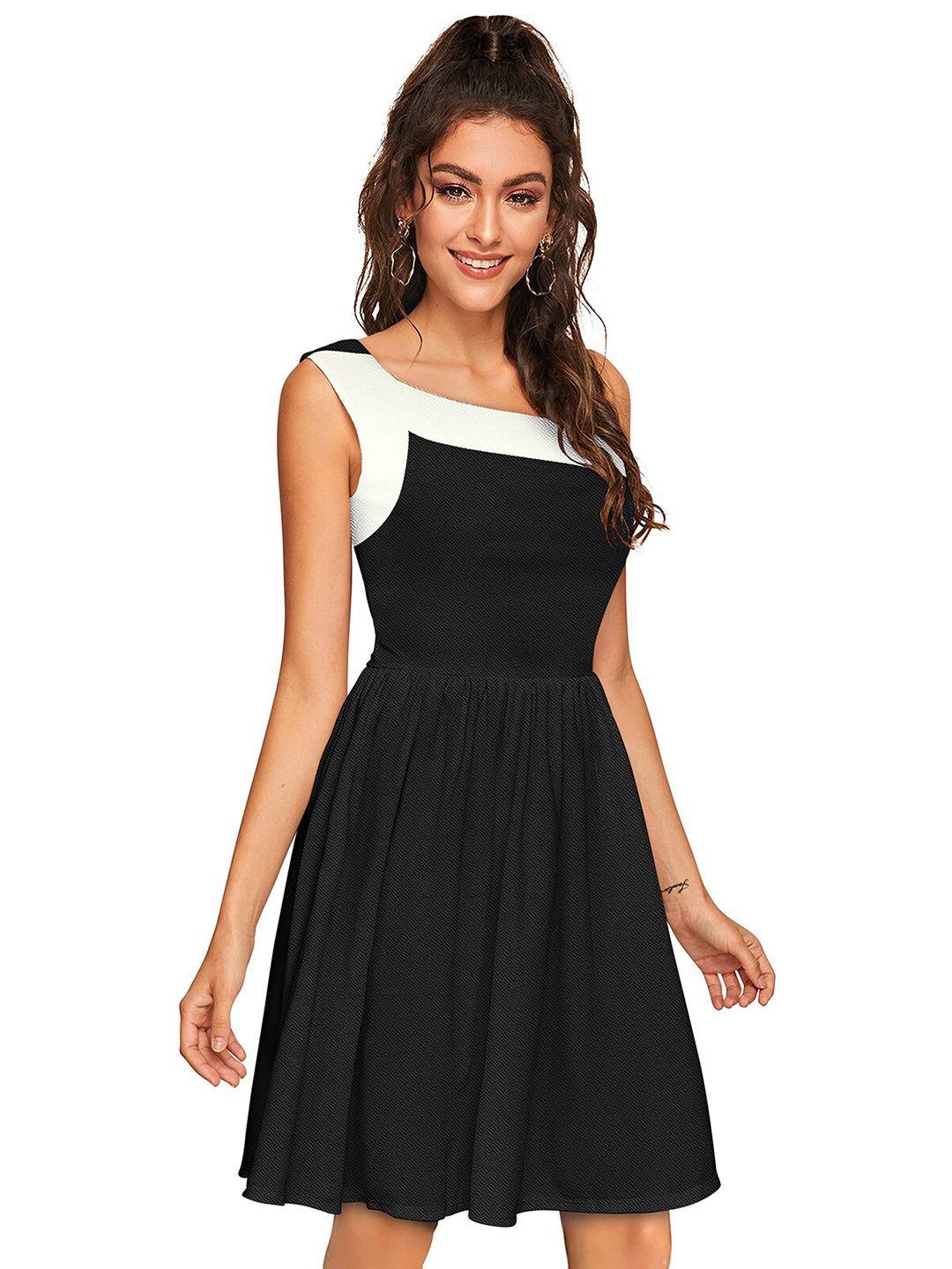 baesd one shoulder fit & flare dress