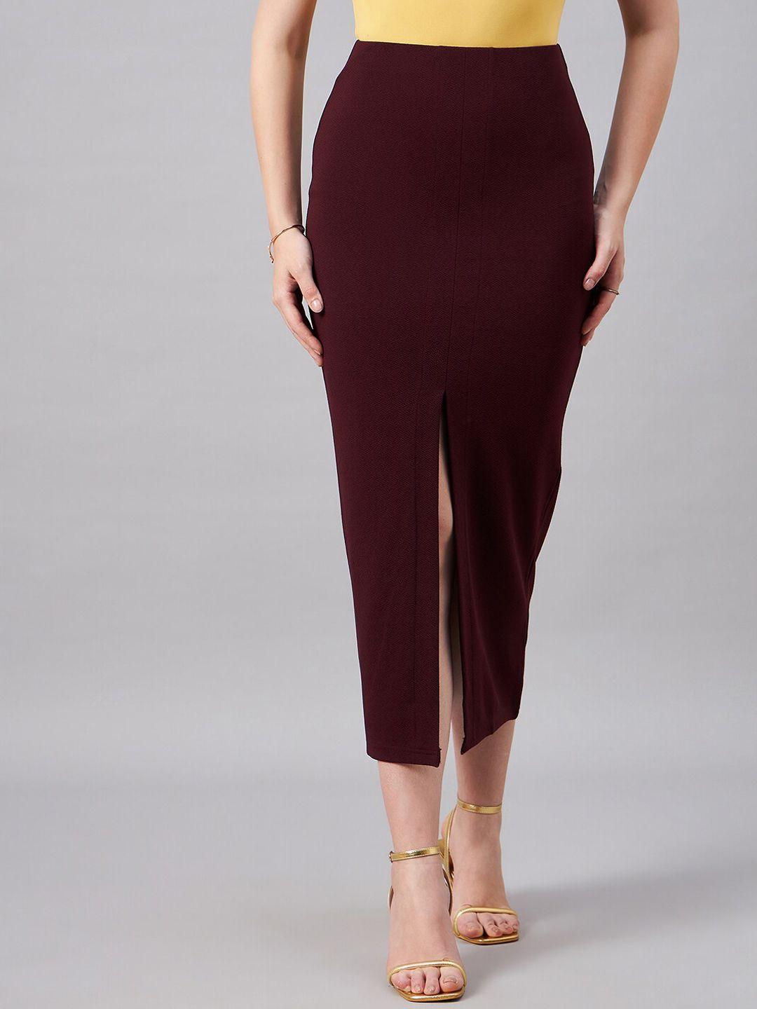 chemistry front slit midi pencil skirts