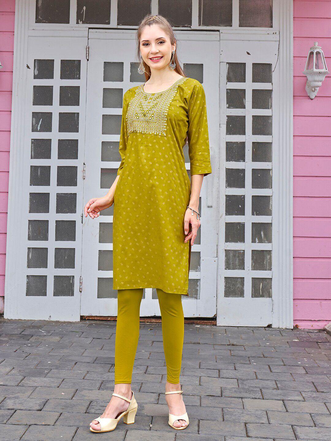 anouk ethnic motifs printed mirror work kurta