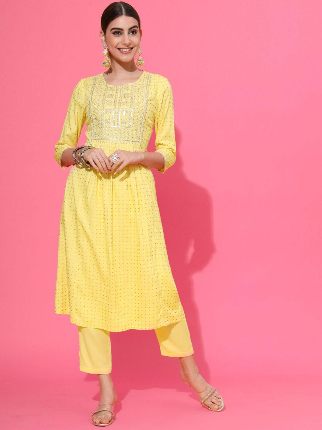 sutidora ethnic motifs embroidered thread work kurta with trousers