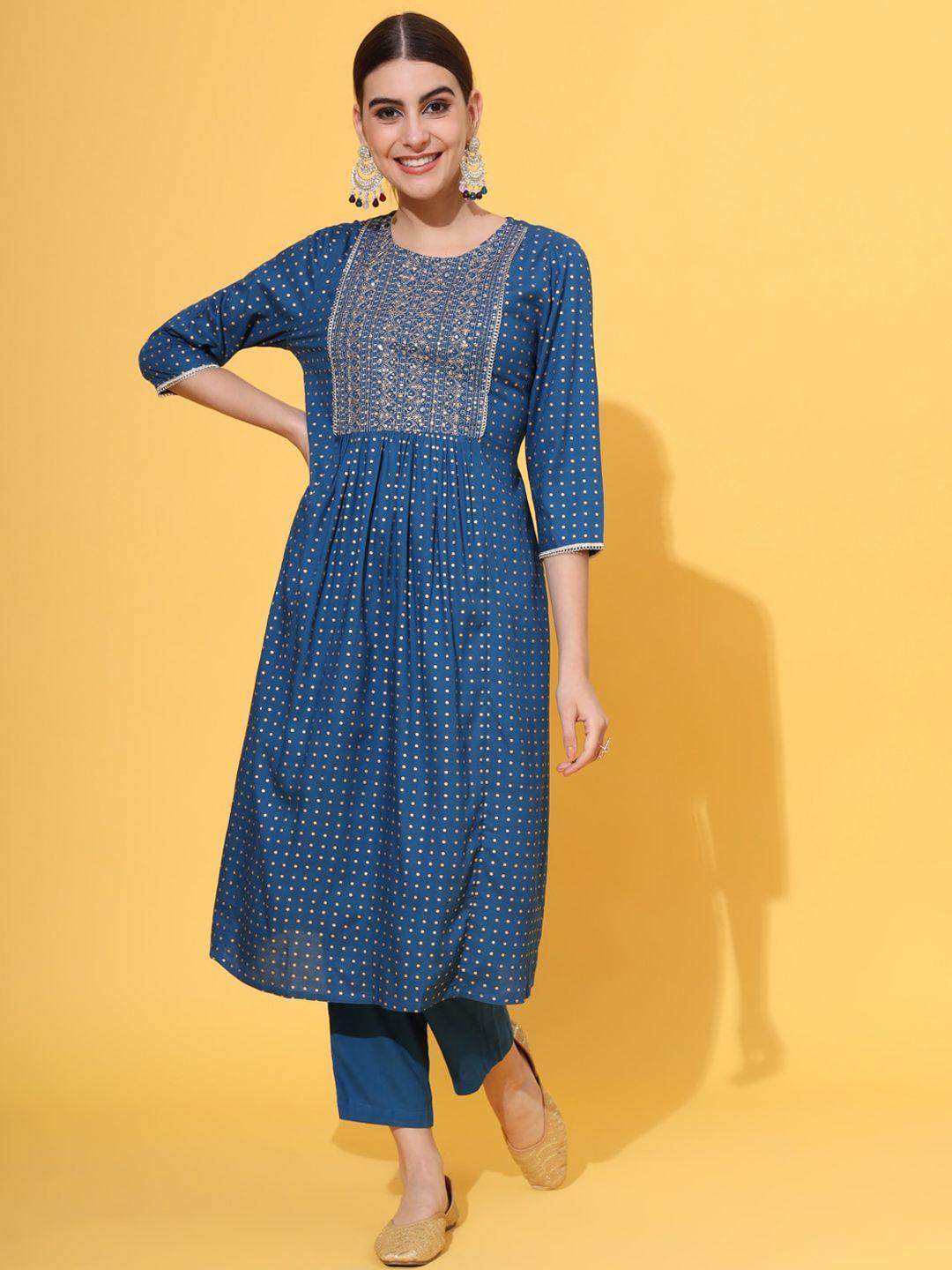 sutidora ethnic motifs embroidered sequinned kurta with trousers