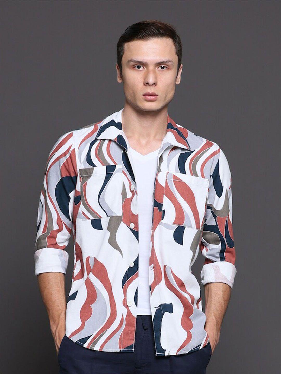 poe abstract printed pure cotton shirt